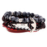 Hand Made Braided Wrap Genuine Leather Beads Bracelet For Men