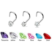 3Pcs Prong Set Zircon Nose Screw Rings