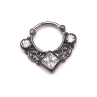 CZ Titanium Pole Septum Clicker Ring Nose Rings