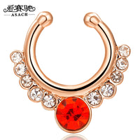 Alloy Fake Piercing Hiphop Crystal Faux Nose Ring