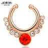 Alloy Fake Piercing Hiphop Crystal Faux Nose Ring