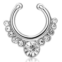 Alloy Fake Piercing Hiphop Crystal Faux Nose Ring