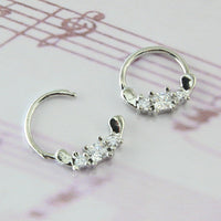 Stainless Steel Inlay White Quartet Zirconia Nose Rings