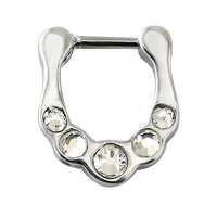 White Zirconia Irregular Circular Septum Clicker Nose Ring