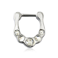 White Zirconia Irregular Circular Septum Clicker Nose Ring