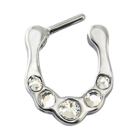 White Zirconia Irregular Circular Septum Clicker Nose Ring