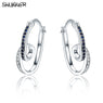 Blue Stones Engagement Hoop Earrings for Women