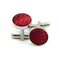 Vintage French Solid color grid Round Men's Cuff Links