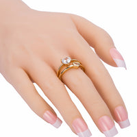 Trendy Two-Tone White Luxury Zircon Wedding Ring