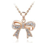 Elegant Rose Gold Color Bow Pendant Necklace for Women