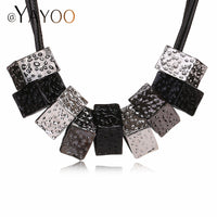 Black Geometric Metal Mix Color Rope Chain Necklace