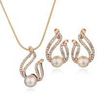 Trendy Simulated Pearl Jewelry Set Women's Fashion Classic Necklace Earrings Jewelry For Girls Gifts