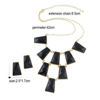 Black Acrylic Geometric Collar Statement Necklace and Stud Earrings