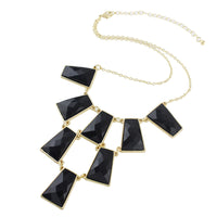 Black Acrylic Geometric Collar Statement Necklace and Stud Earrings