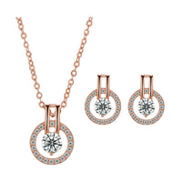 Women's New Necklace Earrings Pendant Jewelry Set Earrings Women' Romantic Crystal Engagement Jewelry