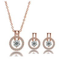 Women's New Necklace Earrings Pendant Jewelry Set Earrings Women' Romantic Crystal Engagement Jewelry