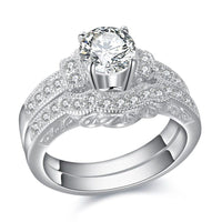 Bridal Silver Plated Cubic Zirconia Wedding Engagement Rings - sparklingselections