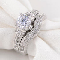 Bridal Silver Plated Cubic Zirconia Wedding Engagement Rings - sparklingselections