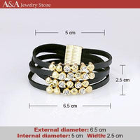 Leather Straped Multilayer Rhinestone Studded Magnetic Bracelet for Women - sparklingselections