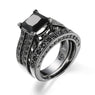 Vintage Cubic Zirconia Two Band Black Rings