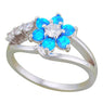 Blue Fire Opal 925 Silver Rings Ladies Fashion Silver Plated Blue Stone Wedding Engagement Ring For Bridal