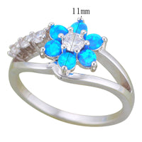 Blue Fire Opal 925 Silver Rings Ladies Fashion Silver Plated Blue Stone Wedding Engagement Ring For Bridal