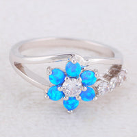 Blue Fire Opal 925 Silver Rings Ladies Fashion Silver Plated Blue Stone Wedding Engagement Ring For Bridal