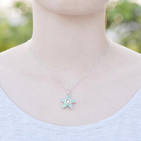 Blue Fire Opal Starfish With Dancing Stone Natural Topaz for Women - sparklingselections