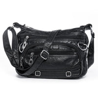 Women Soft Leather Tote Cross Body Shoulder Black Bag Causal Versatile Handbags Single Solid Shoulder Bag - sparklingselections