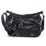 Women Soft Leather Tote Cross Body Shoulder Black Bag Causal Versatile Handbags Single Solid Shoulder Bag