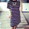 new Women Dress Striped Round Neck Mini Dress size mlxl