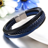 Unisex Blue Multilayer Leather Bracelet - sparklingselections