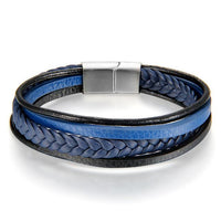 Unisex Blue Multilayer Leather Bracelet - sparklingselections