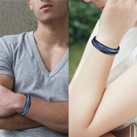 Unisex Blue Multilayer Leather Bracelet - sparklingselections