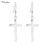 Silver Cross Drop Dangle Hook Earrings
