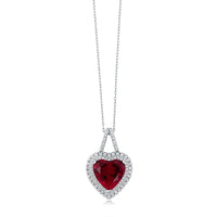 Heart Ruby Pendant Necklace For Women - sparklingselections