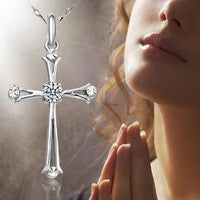 New Stylish Zircon Silver Cross Pendant Necklace - sparklingselections