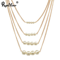 Multilayer Imitation Pearl Pendants Necklace - sparklingselections