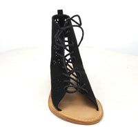 Women Perforated Lace Up Flat Ankle Sandals - sparklingselections