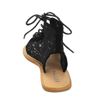 Women  Floral Lace up flat Ankle Sandals - sparklingselections