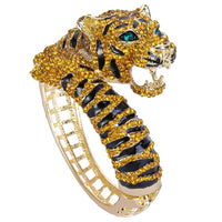 Gold Tone Brown Tiger Rhinestone Bracelet For Women - sparklingselections