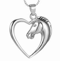 Hollow Heart Horse Pendant Necklace - sparklingselections