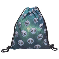 new space alien printed mini backpack for travel - sparklingselections