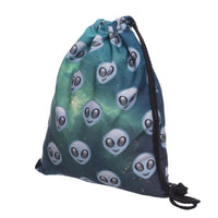 new space alien printed mini backpack for travel - sparklingselections