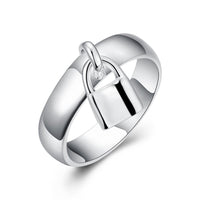 Silver Lock Pendant Finger Rings  For Woman - sparklingselections