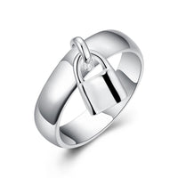 Silver Lock Pendant Finger Ring - sparklingselections