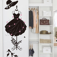 new Black Color Girl's Formal Dress Wall Sticker - sparklingselections