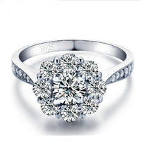 White Gold Color Flower Wedding Rings  For Women - sparklingselections