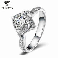 Square Shape Rose Flower Wedding Engagement Rings for Women - sparklingselections