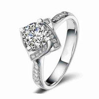 Square Shape Flower Rose Wedding Engagement Rings for Women - sparklingselections